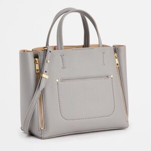 Ann Taylor Gray Pebble Leather Mini Tote Bag